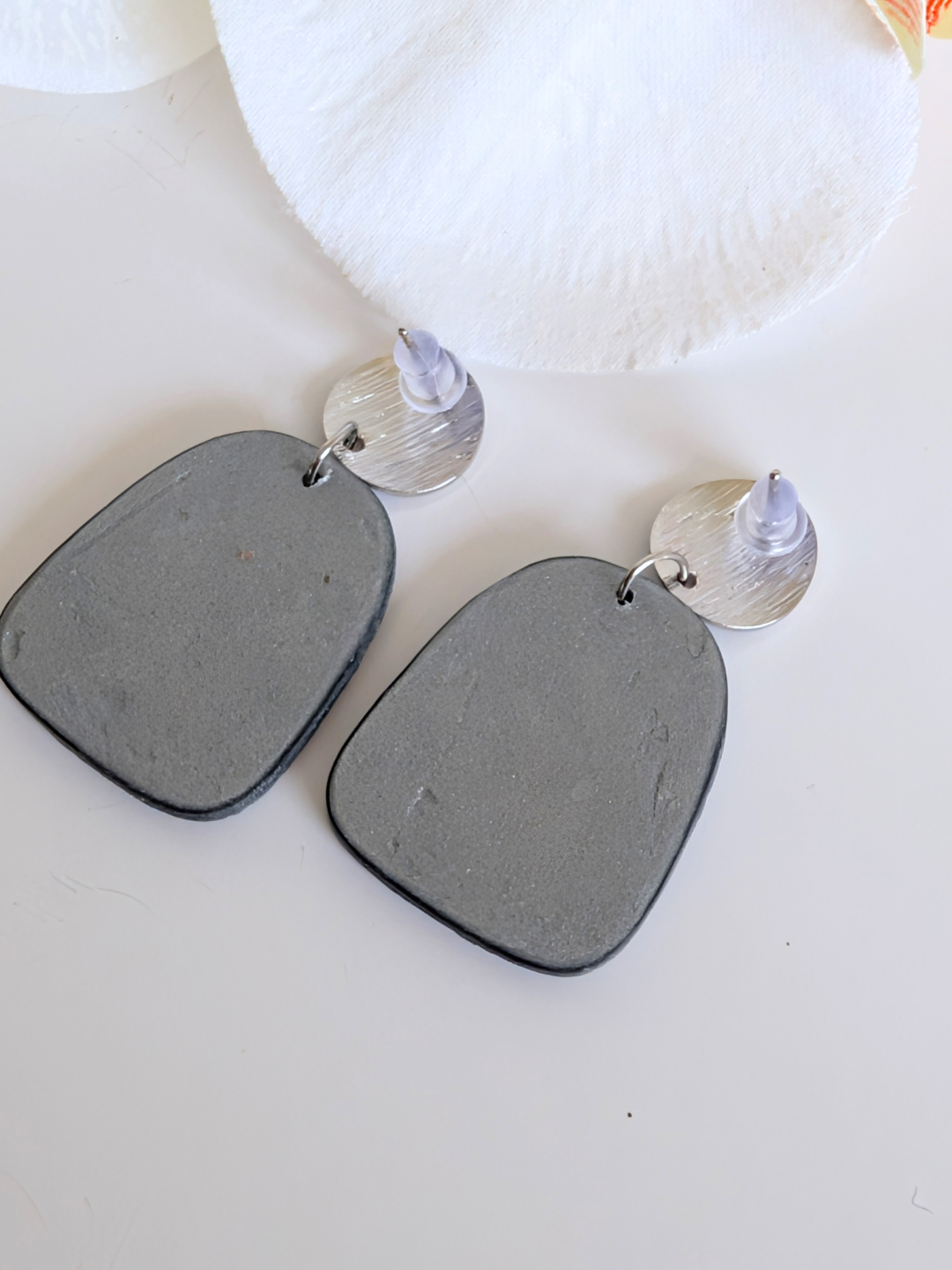 Pre-Columbian Relief Polymer Clay Earrings | Gold or Silver Boho Statement Earrings | Hypoallergenic