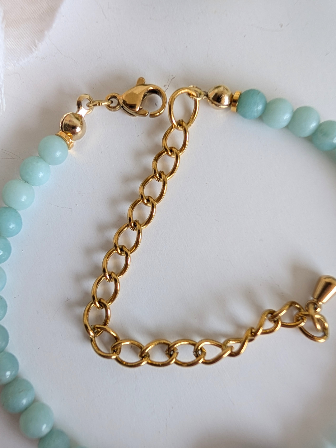 “Alma” Ethnic Bracelet – Amazonite & Fluorite – Stainless Steel and Brass – Approximately 17.5 cm Wrist Size – Hypoallergenic
