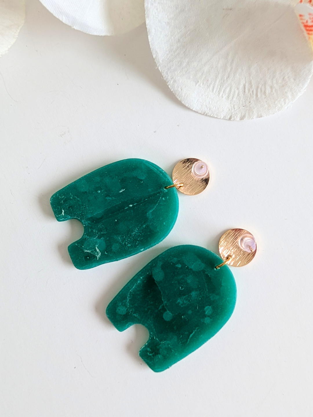 Pre-Columbian Inspired Earrings – Polymer Clay, Gold-Plated Brass & Surgical Steel – Motifs Inspired by Andean Civilizations - 5.2 cm long