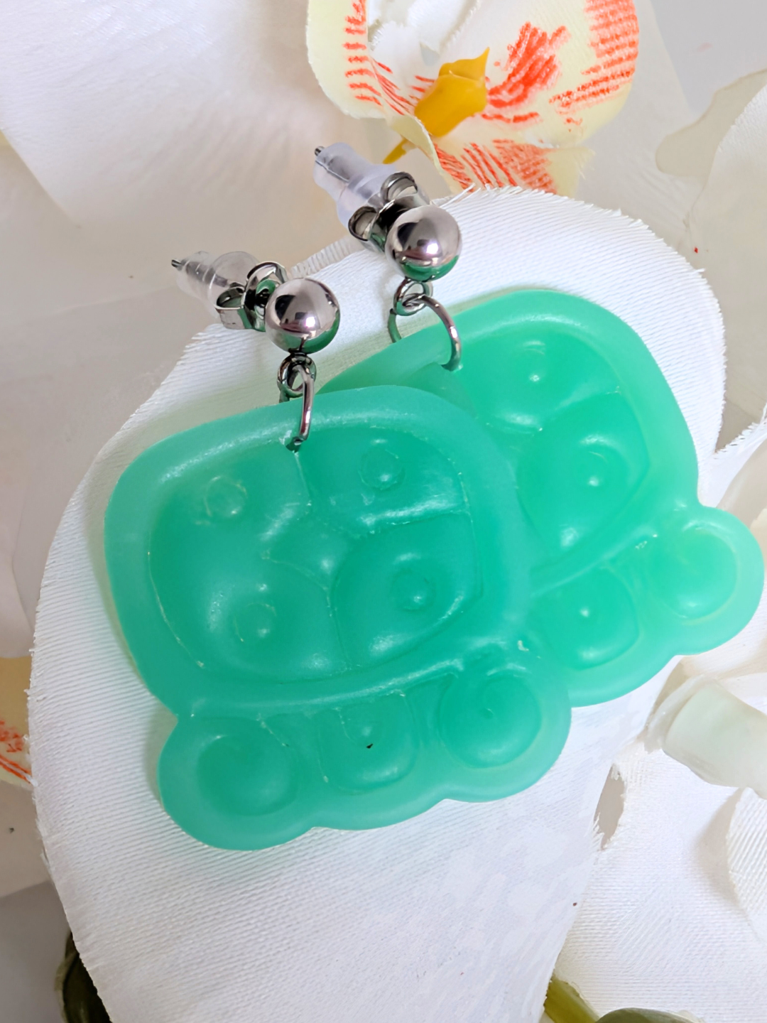 Mayan 'Lamat' Faux Jade Earrings - Handmade Polymer Clay Pre-Columbian Jewelry - Symbol of Abundance & New Beginnings