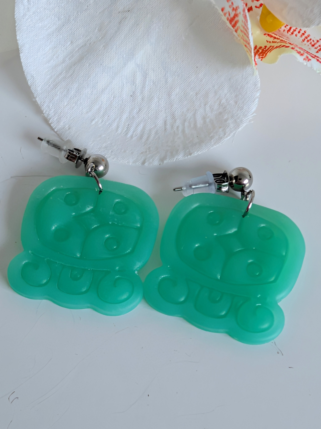 Mayan 'Lamat' Faux Jade Earrings - Handmade Polymer Clay Pre-Columbian Jewelry - Symbol of Abundance & New Beginnings