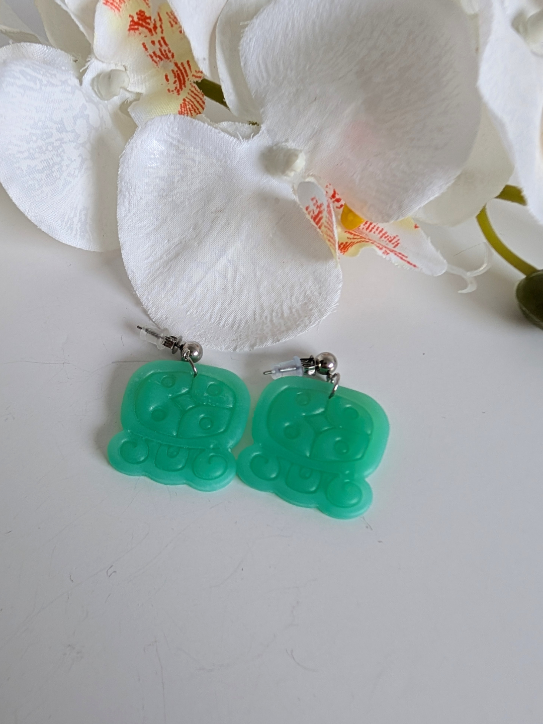 Mayan 'Lamat' Faux Jade Earrings - Handmade Polymer Clay Pre-Columbian Jewelry - Symbol of Abundance & New Beginnings