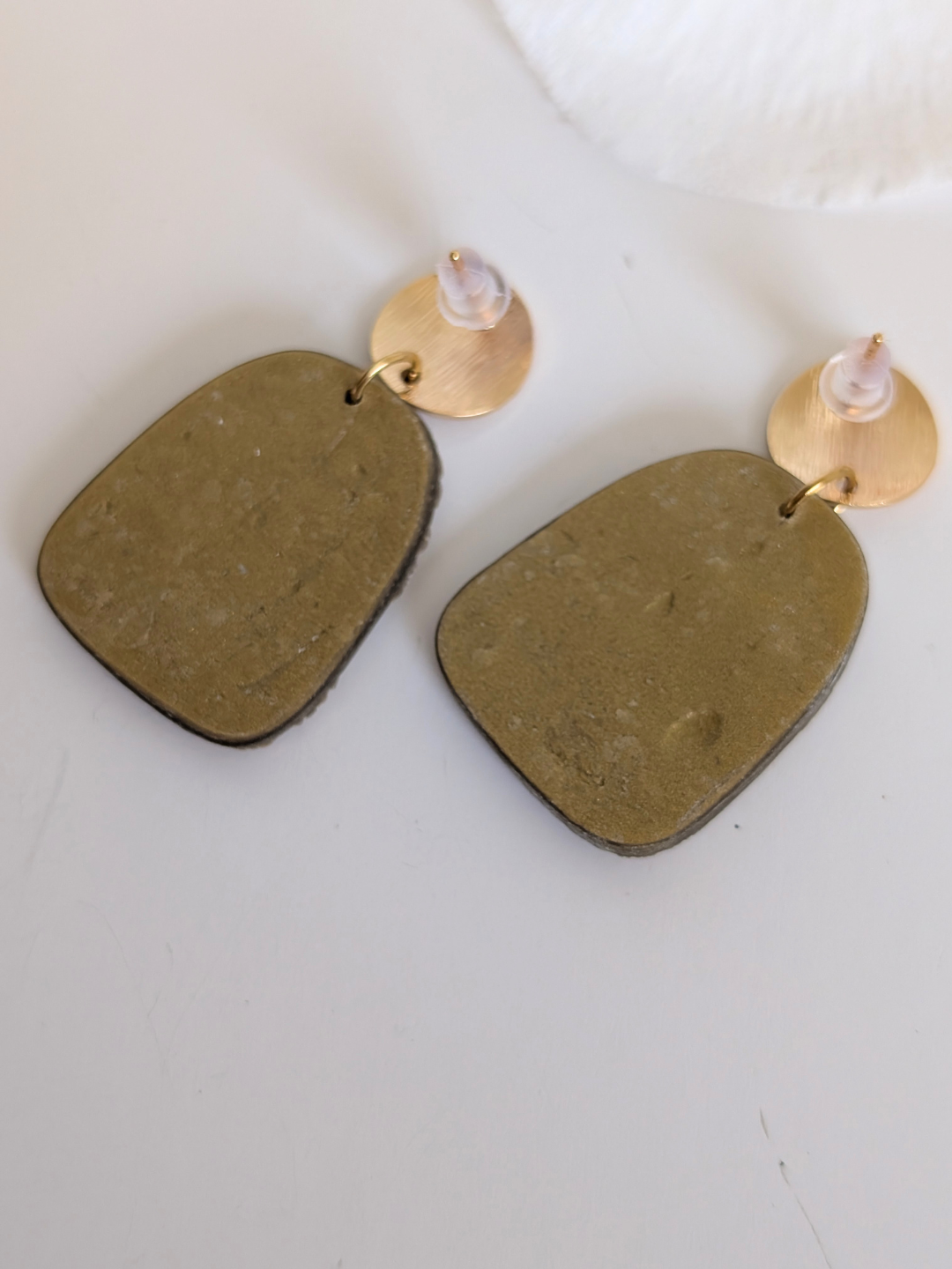 Pre-Columbian Relief Polymer Clay Earrings | Gold or Silver Boho Statement Earrings | Hypoallergenic