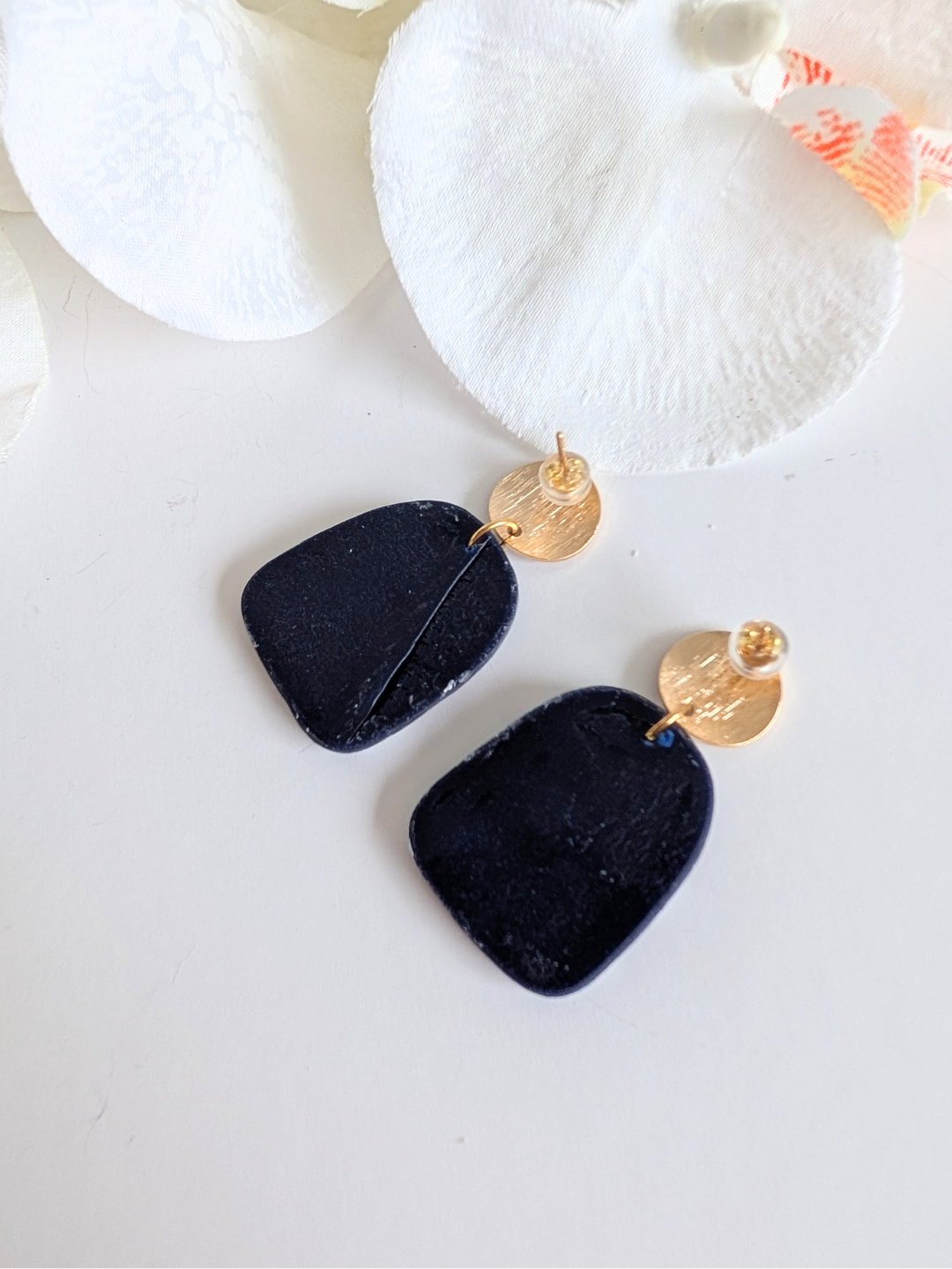 Polymer Clay Earrings | Blueberry Blue & Pre-Columbian Motifs | 18K Gold-Plated Studs | Lightweight Handmade Jewelry | Gift for Her