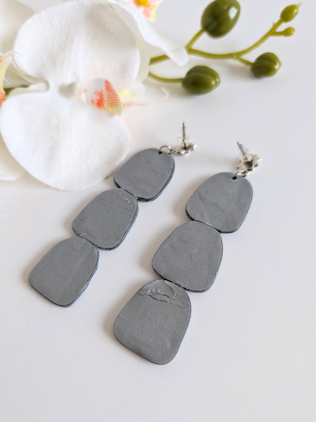 Ethnic earrings “Tikal” – Polymer clay & zamac – Hypoallergenic – Approx. 9.8 cm long
