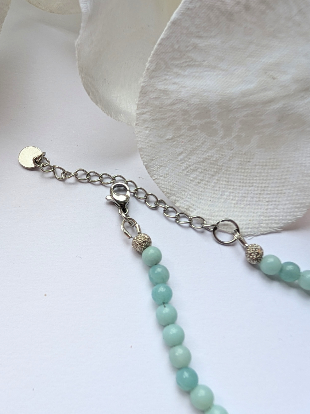 Necklace "Azomalli" | 4 mm Amazonite Beads with Half-Sun Pendant | Pre-Columbian Inspired Boho Jewelry | Elegant Women's Necklace