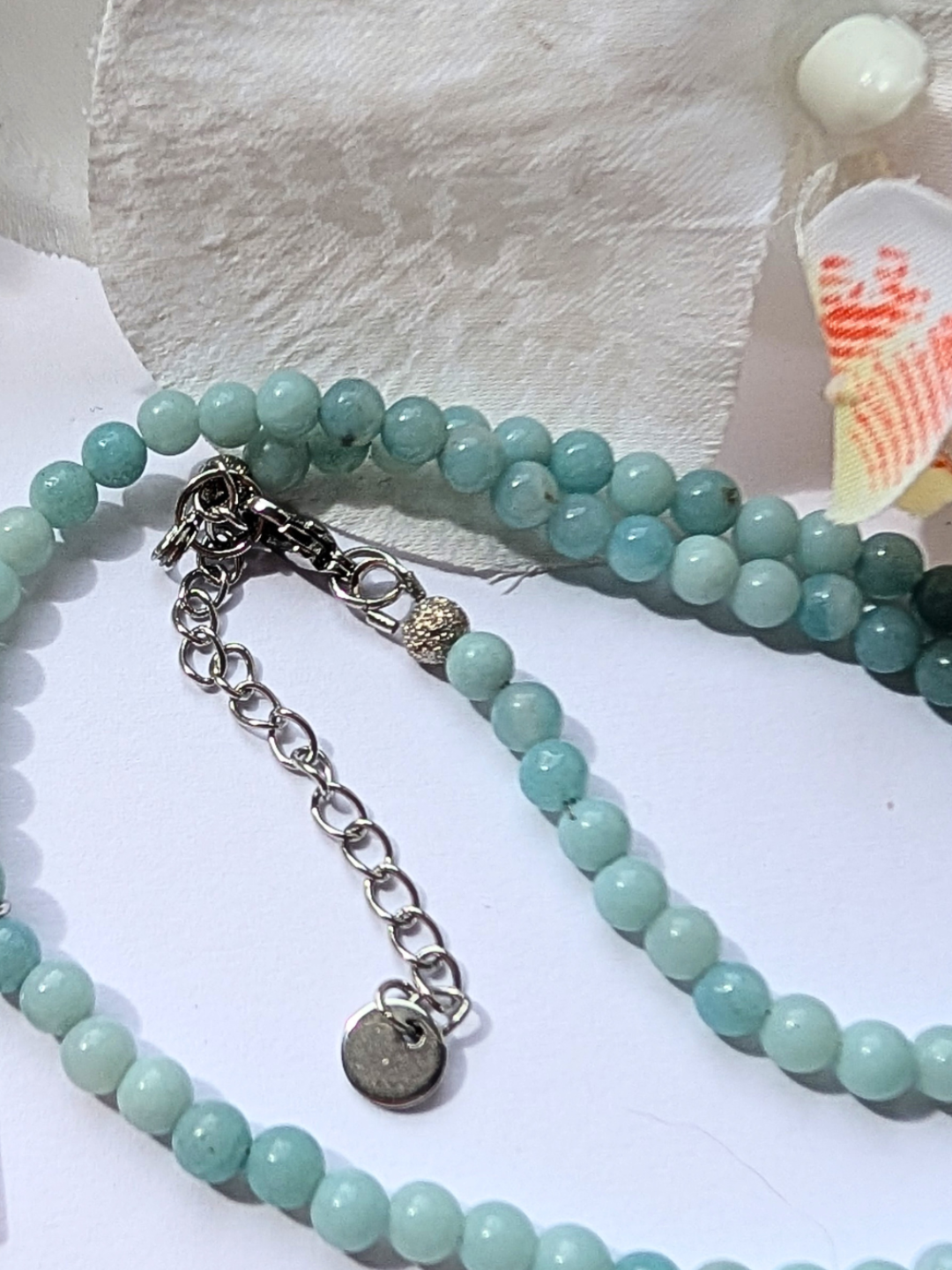 Necklace "Azomalli" | 4 mm Amazonite Beads with Half-Sun Pendant | Pre-Columbian Inspired Boho Jewelry | Elegant Women's Necklace