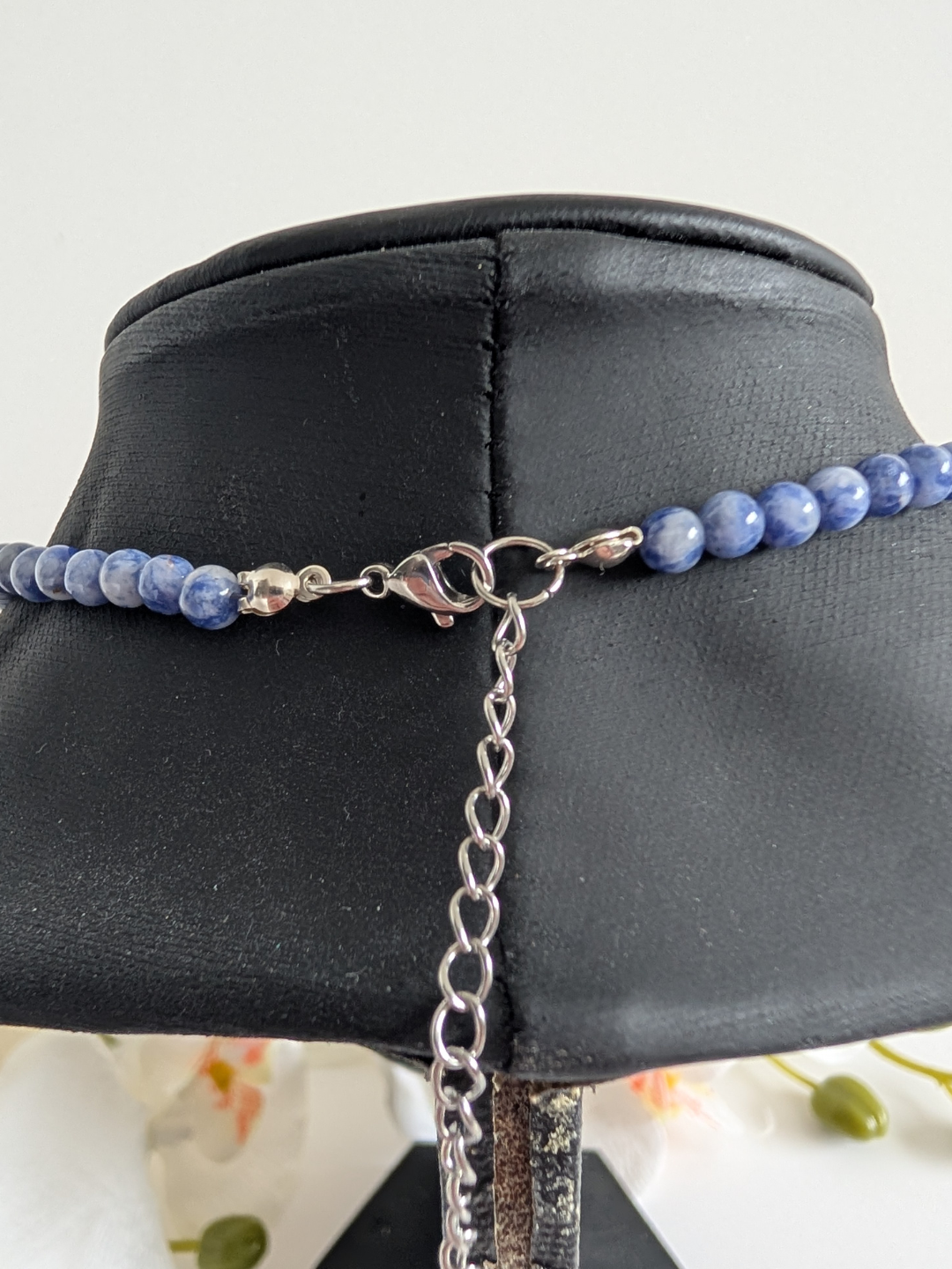 Necklace "Aya" | 4mm Sodalite Necklace with Ethnic Zamac Pendant | Boho Choker Necklace | Hypoallergenic Women's Jewelry