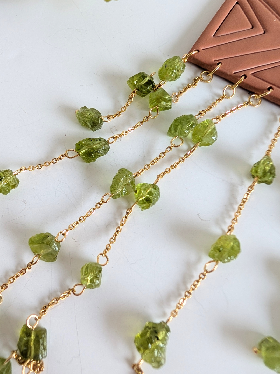 Tribal Necklace "Anayansi" – Polymer Clay, Raw Peridot & Surgical Steel – Chic Ethnic Jewelry – Approx. 49 cm Neck Circumference