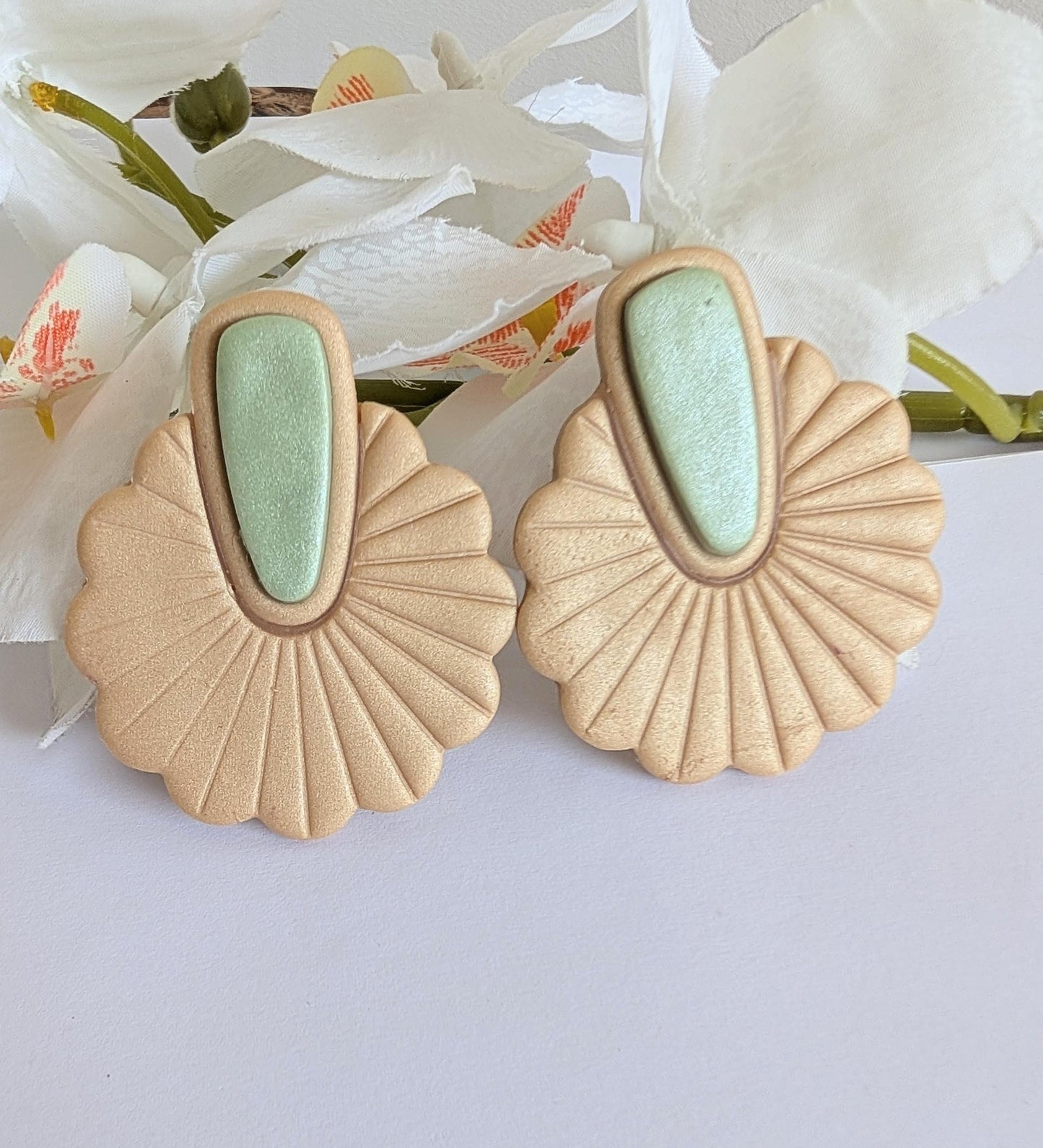Statement ethnic earrings - Polymer clay and stainless steel - Handmade - Pre-Columbian inspiration - Hypoallergenic