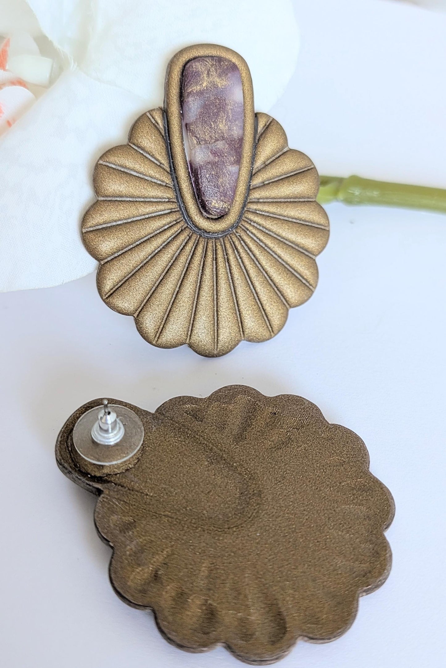 Statement ethnic earrings - Polymer clay and stainless steel - Handmade - Pre-Columbian inspiration - Hypoallergenic