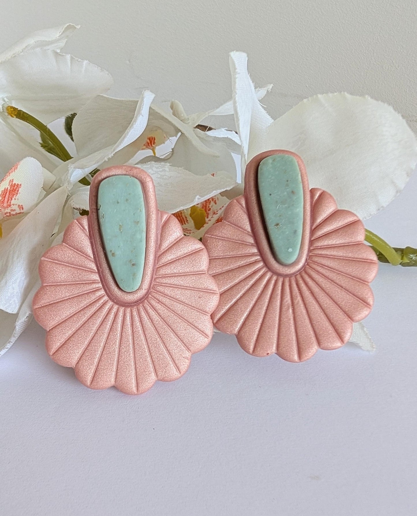 Statement ethnic earrings - Polymer clay and stainless steel - Handmade - Pre-Columbian inspiration - Hypoallergenic