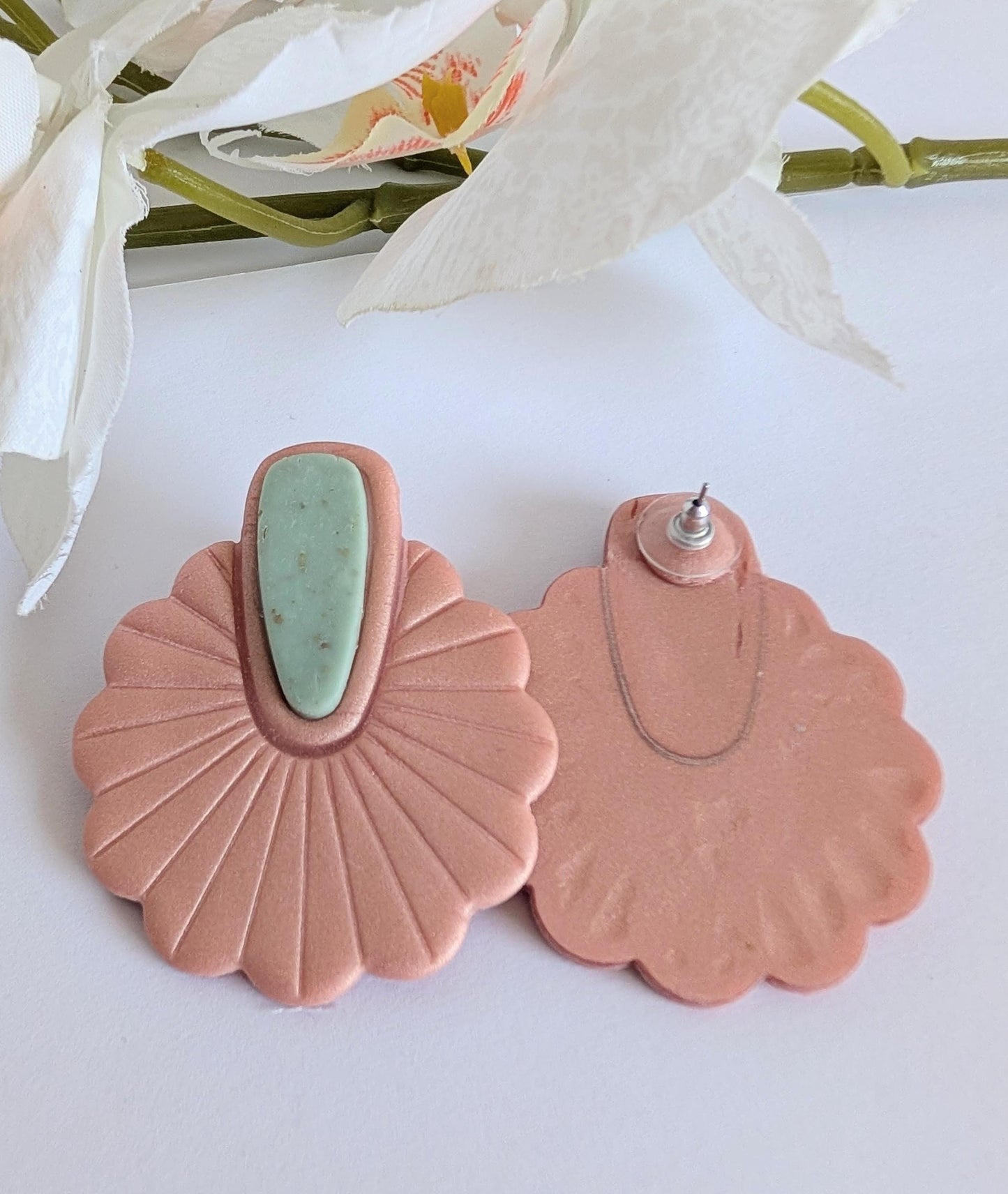 Statement ethnic earrings - Polymer clay and stainless steel - Handmade - Pre-Columbian inspiration - Hypoallergenic