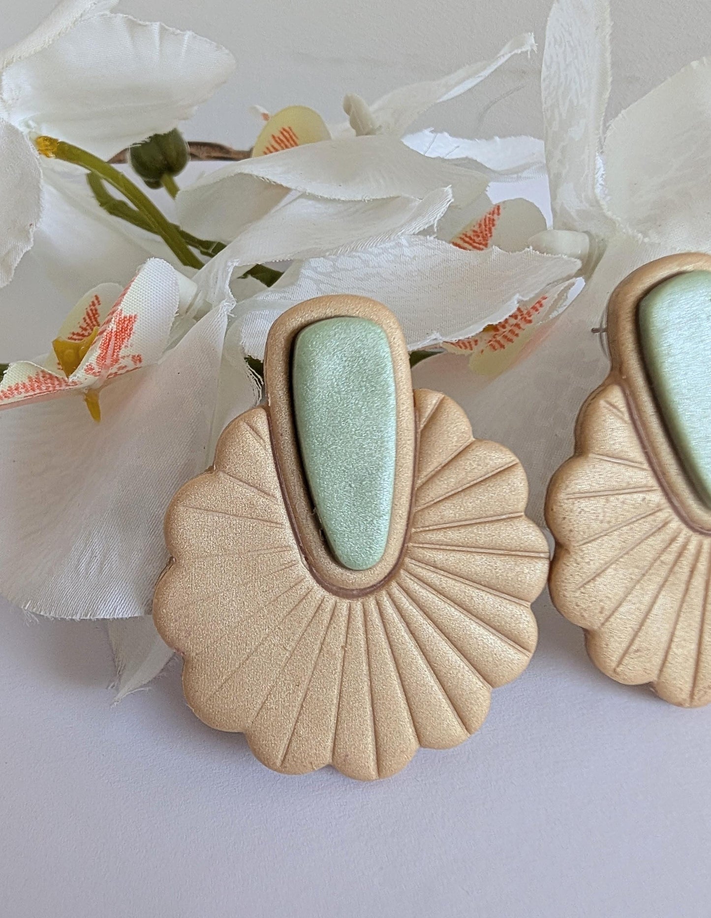 Statement ethnic earrings - Polymer clay and stainless steel - Handmade - Pre-Columbian inspiration - Hypoallergenic