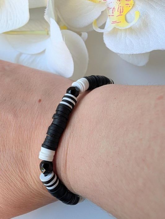 Bracelet ethnique pour homme noir et blanc