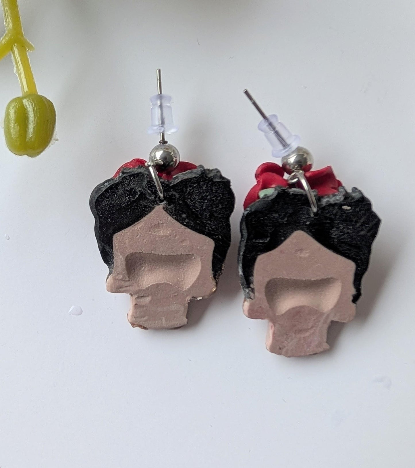 Mexican painter Polymer Clay Earrings – Handmade Artisan Earrings - Polymer clay & Hypoallergenic Stainless Steel – Inspired by Frida Kahlo