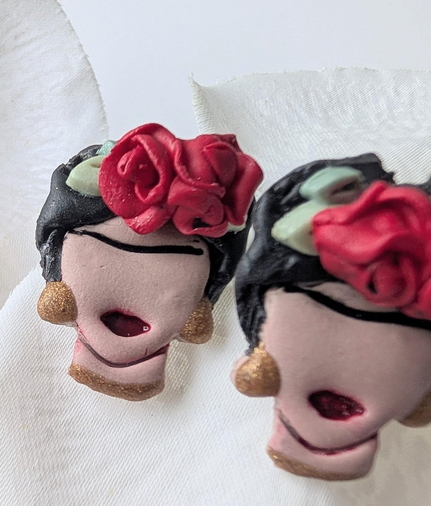 Mexican painter Polymer Clay Earrings – Handmade Artisan Earrings - Polymer clay & Hypoallergenic Stainless Steel – Inspired by Frida Kahlo