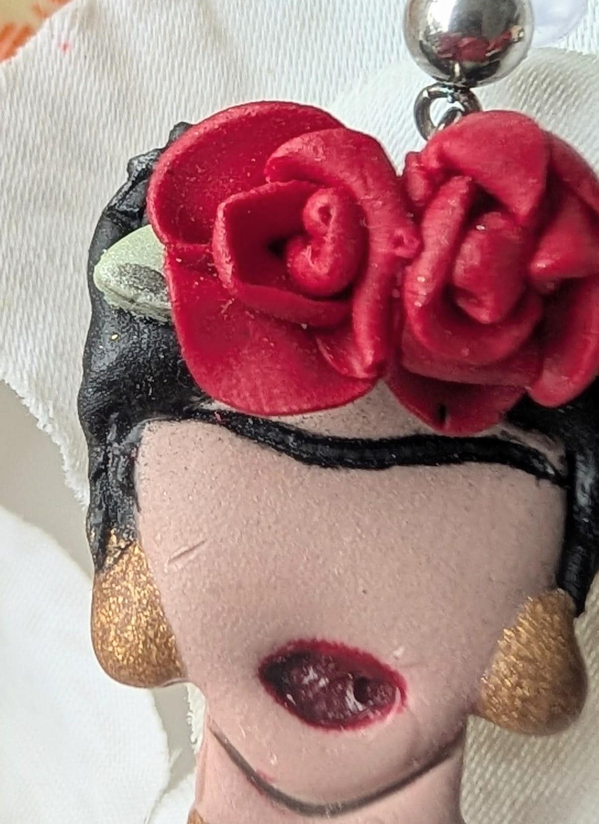 Mexican painter Polymer Clay Earrings – Handmade Artisan Earrings - Polymer clay & Hypoallergenic Stainless Steel – Inspired by Frida Kahlo