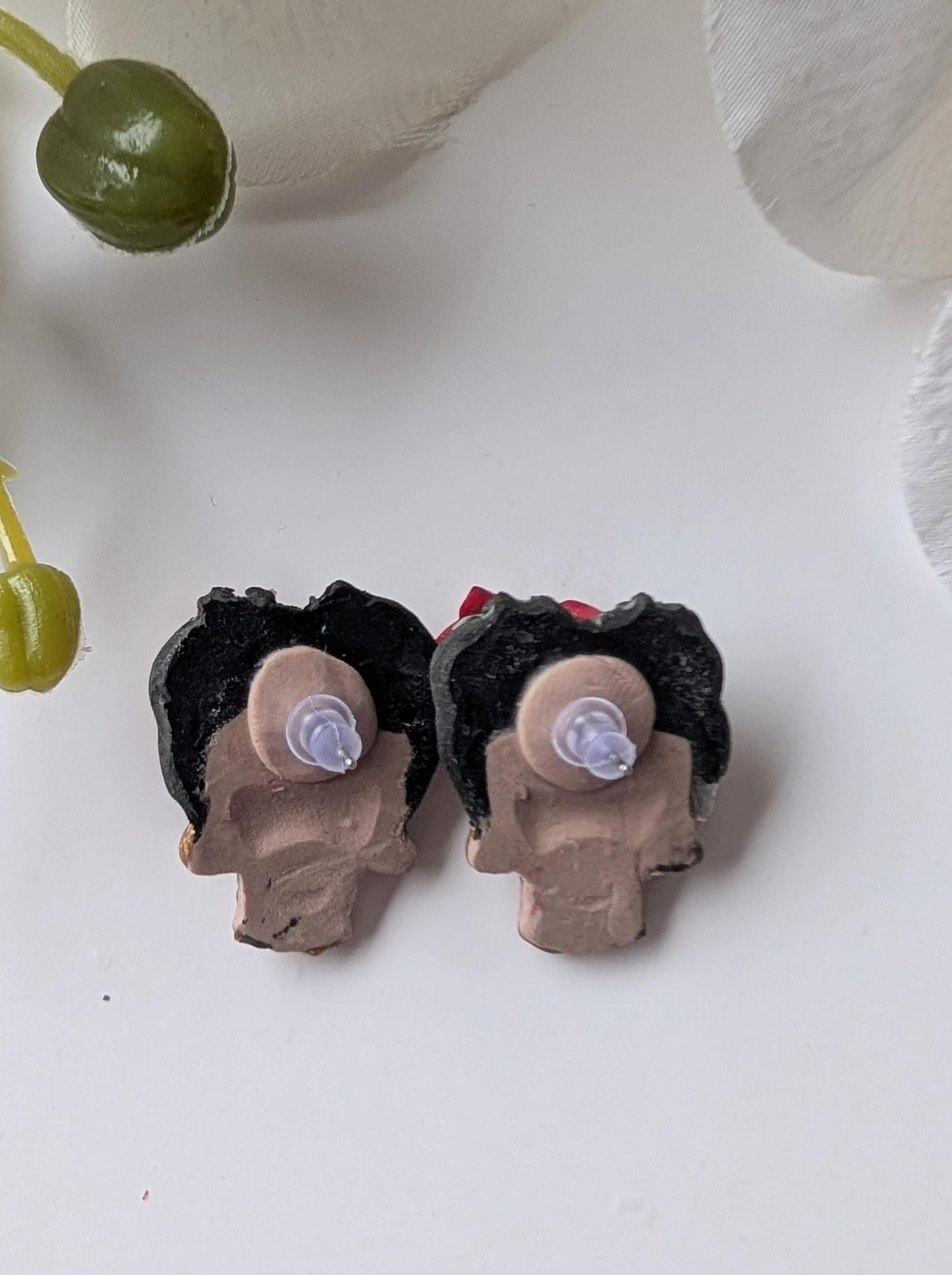 Mexican painter Polymer Clay Earrings – Handmade Artisan Earrings - Polymer clay & Hypoallergenic Stainless Steel – Inspired by Frida Kahlo