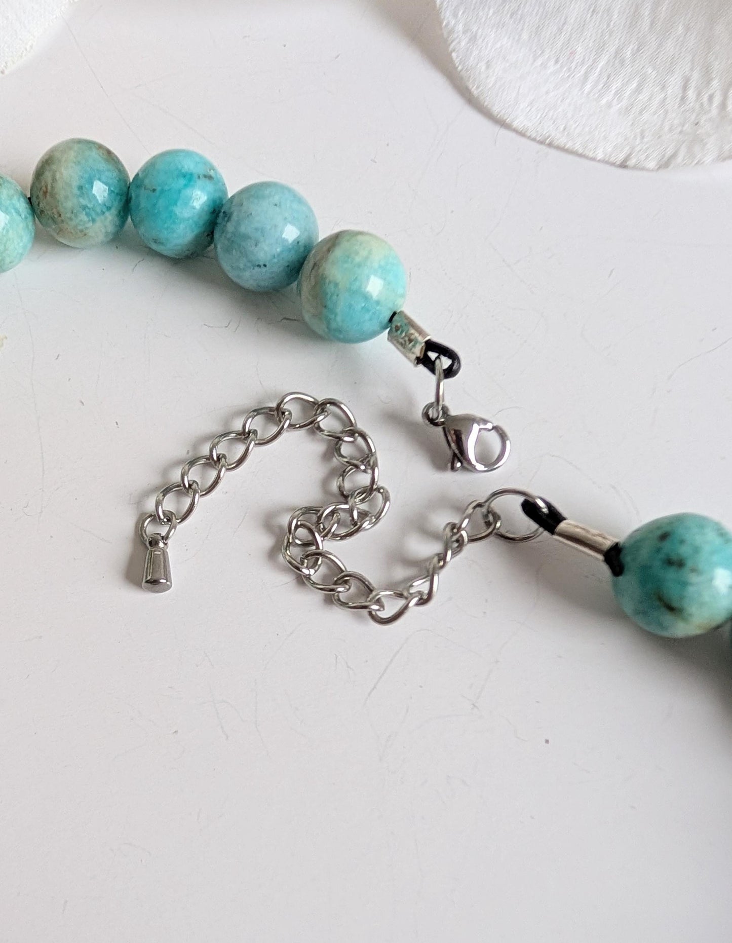 Ethnic necklace - Mayan inspiration - Amazonite and polymer clay - Approximately 33 cm long - Adjustable
